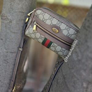 Gucci Ophidia mini bag in beige and ebony GG Supreme canvas FULL INCLUSION